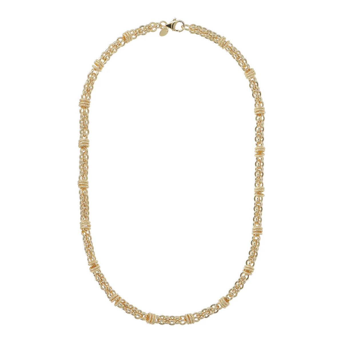 Collana Donna Etrusca Bronzo Dorato Maglia Corda Rondelle WSET00666.YG