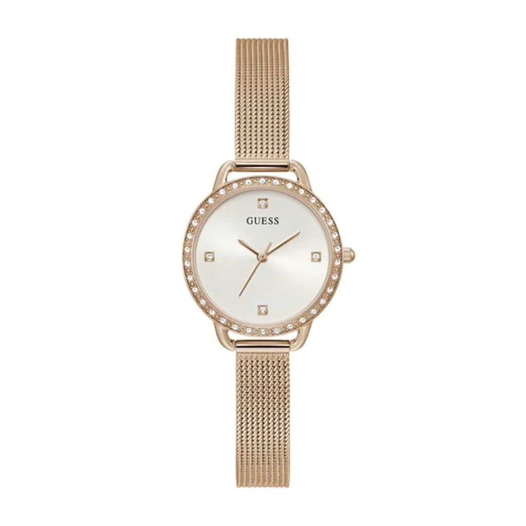 Orologio Donna Guess Quarzo Solo Tempo Acciaio Rosè Maglia Milano Zirconi GW0287L3