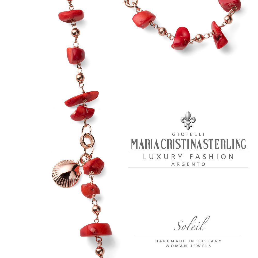 Collana Donna Maria Cristina Sterling Argento Rosè 925 Calcite Rosso G4252CR