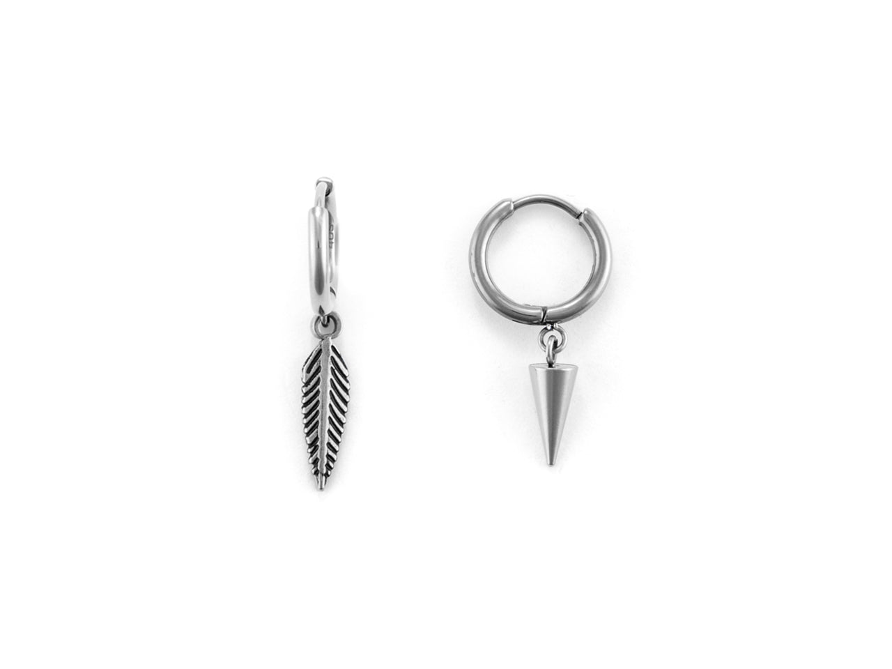 Orecchini Uomo 4US Cesare Paciotti Acciaio Cerchio Piuma Cono 4UOR6381