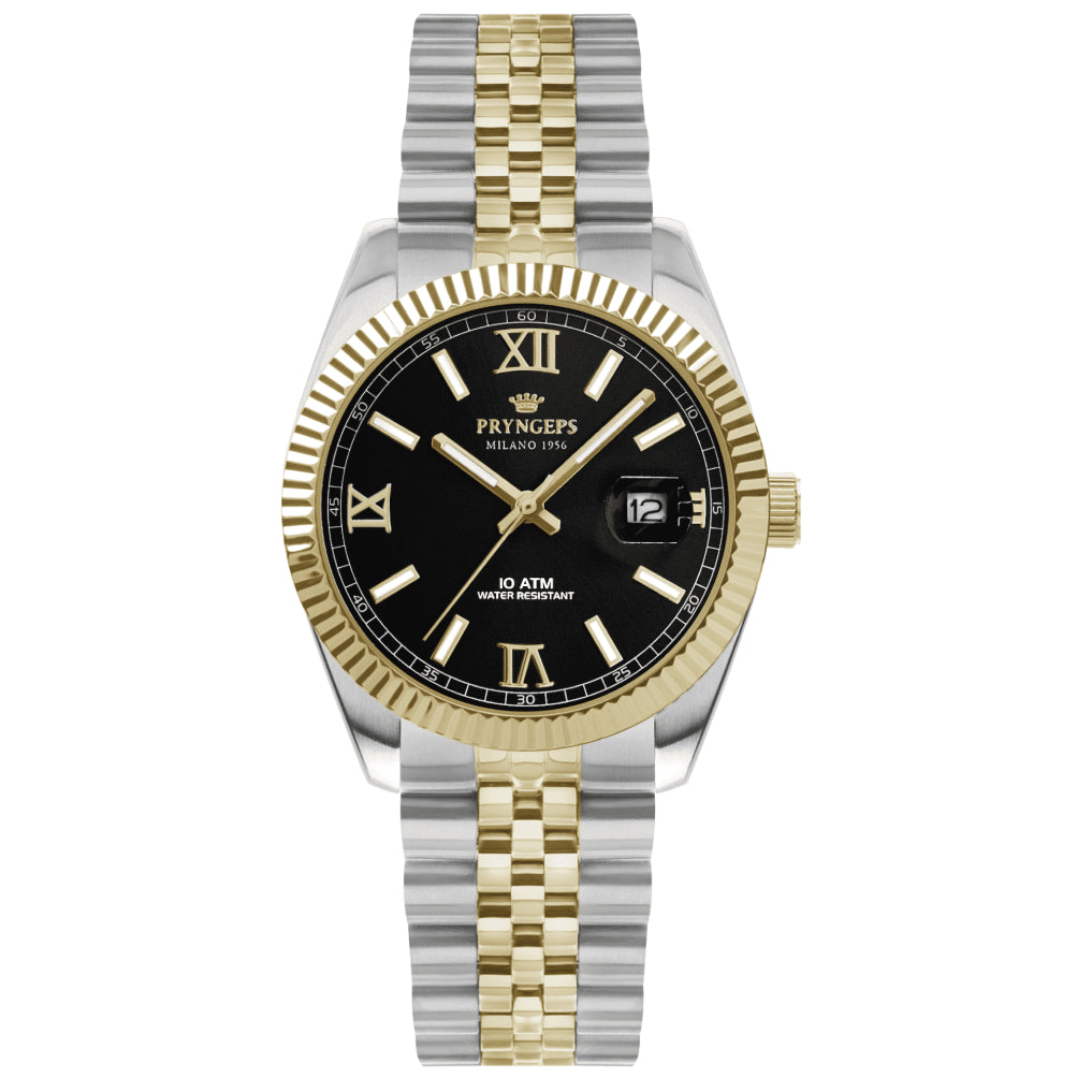 Orologio Uomo Pryngeps Quarzo Nero Acciaio Bicolore Jubilè A821/2B NERO