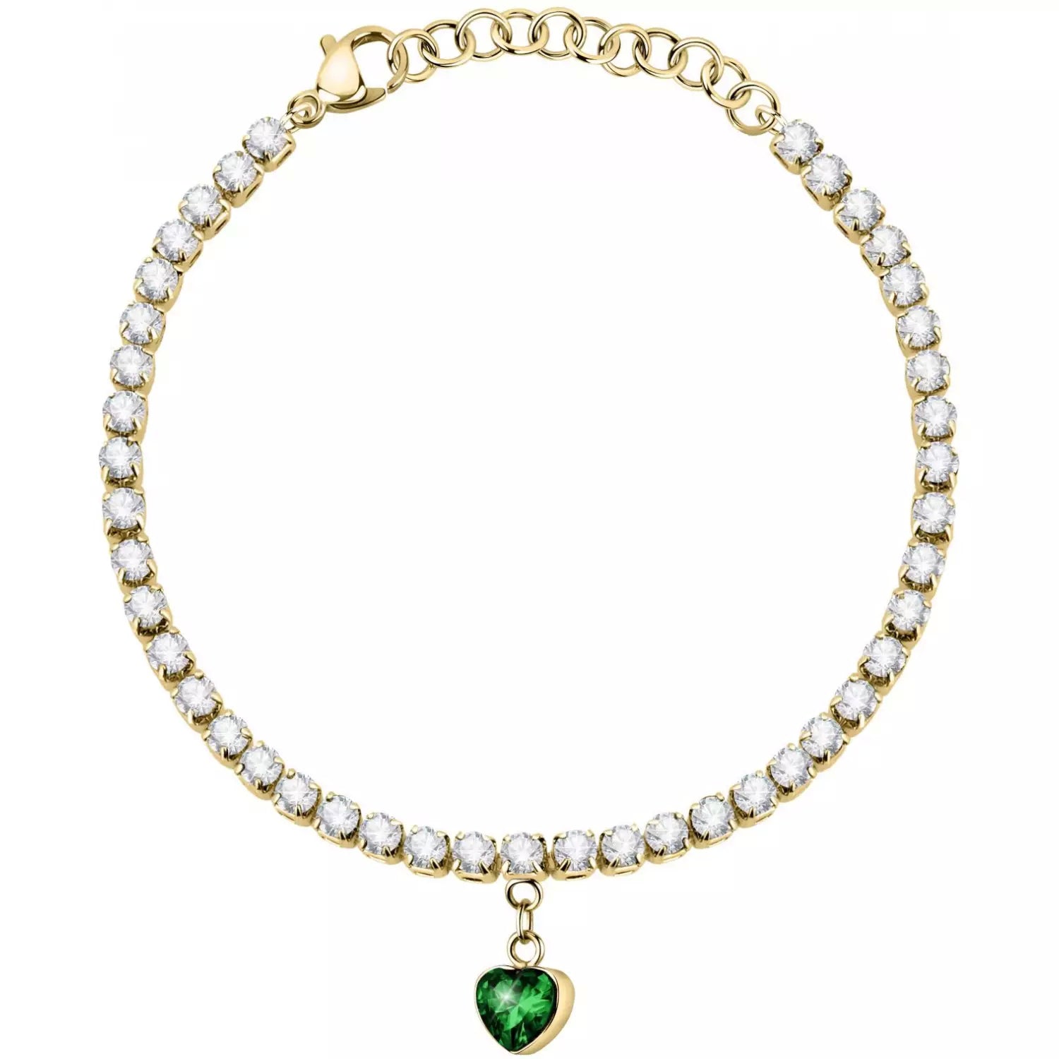 Bracciale Donna La Petite Story Acciaio Dorato Cristalli Bianchi Cuore Verde LPS05ASD28