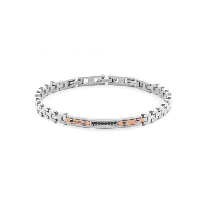 Bracciale Uomo 4US Cesare Paciotti Acciaio Targhetta Zirconi 4UBR8464