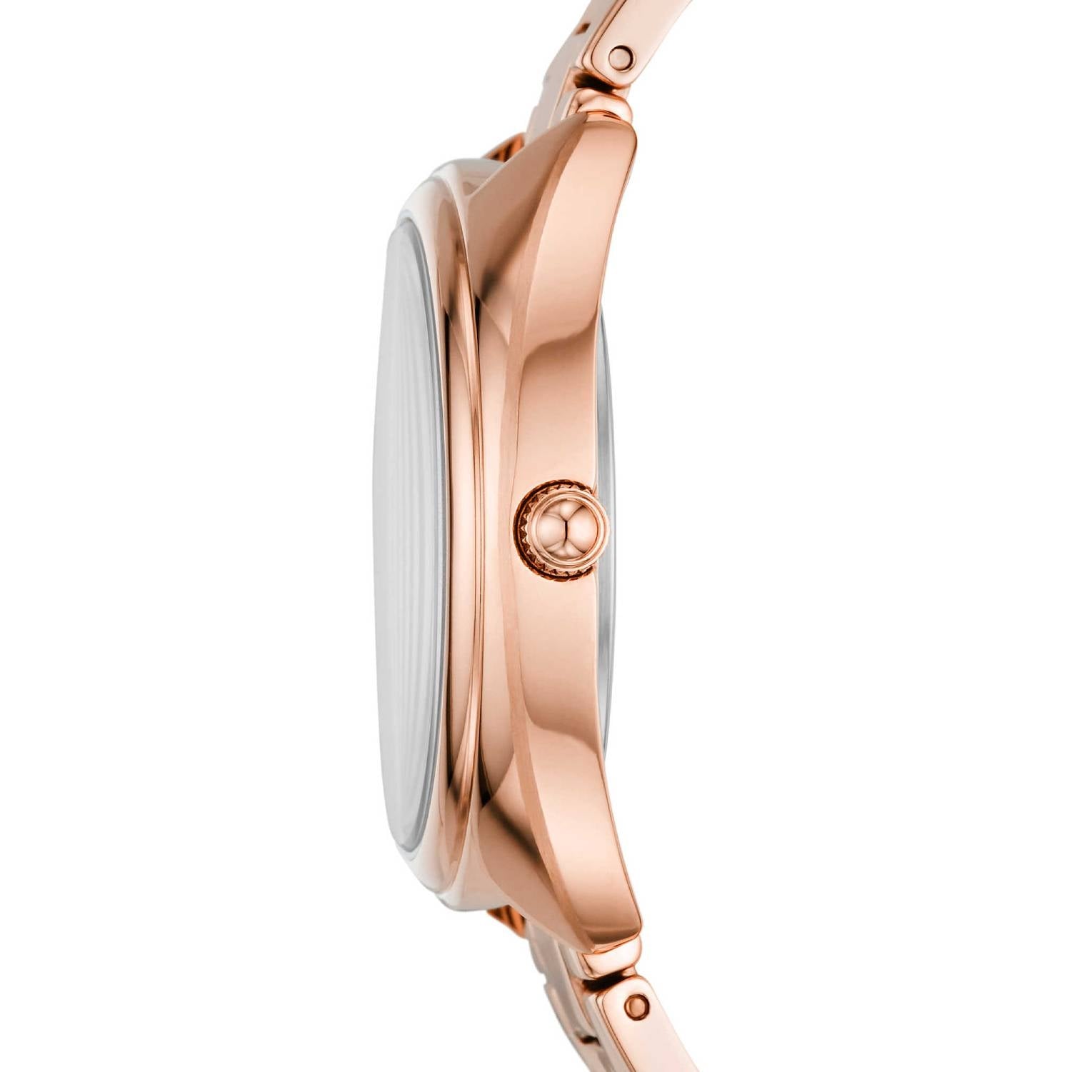 Orologio Donna Fossil Acciaio Rosè Quarzo Solo Tempo Data Soleil Zirconi ES5070