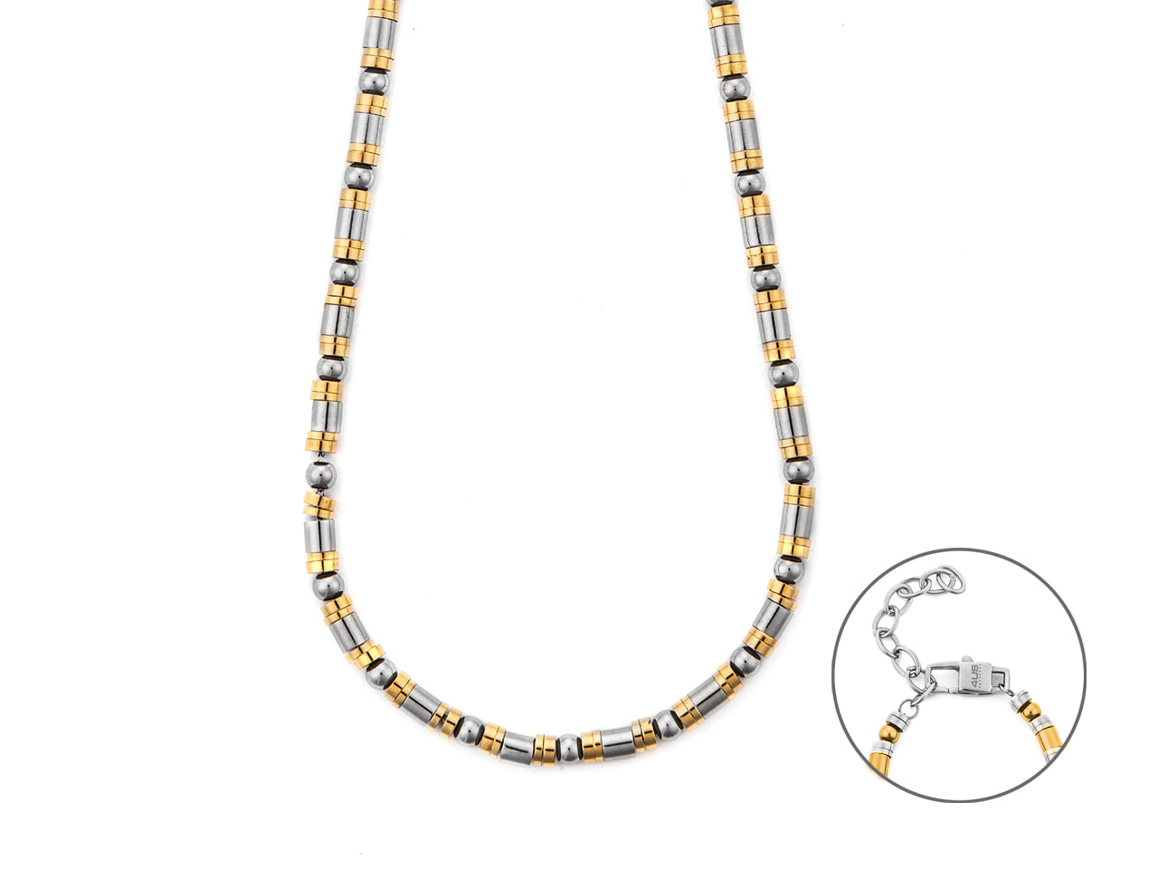 Collana Uomo 4US Cesare Paciotti Acciaio girocollo con biglie acciaio e dorate 4UCL7531