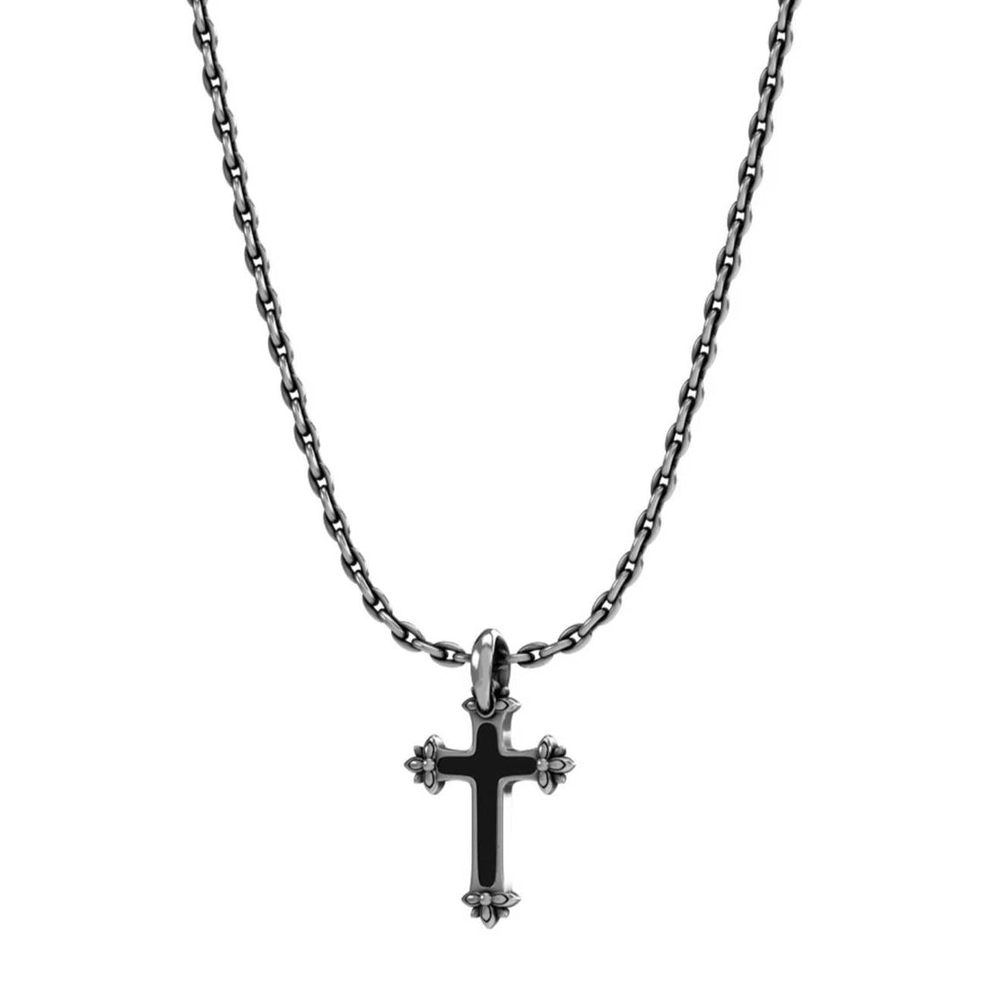 Collana Uomo John Richmond Croce Smalto Nero Bronzo Argentato JRPP06BW