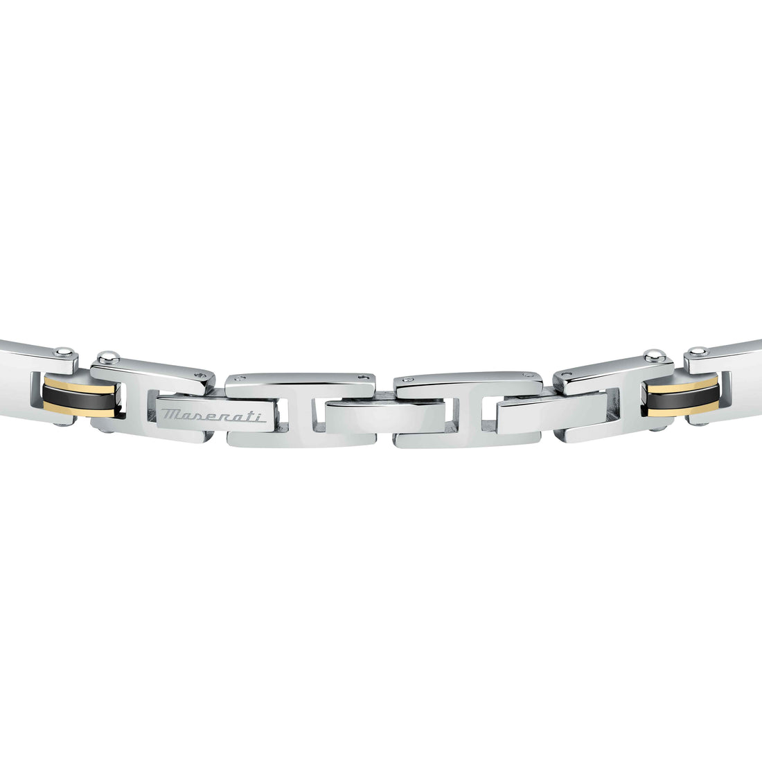 Bracciale Uomo Maserati Acciaio Bicolore Dorato Nero Logo Tridente JM421ATZ10
