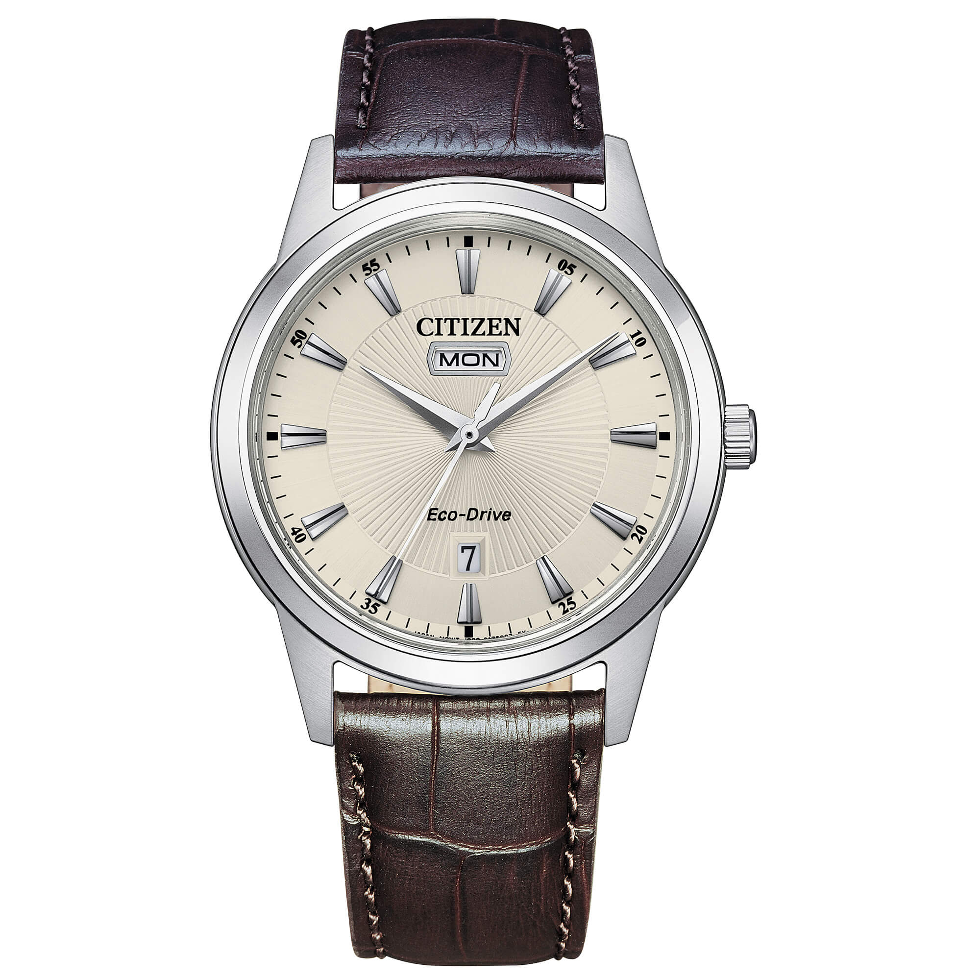 Orologio Uomo Citizen Classic Eco Drive Doppia Data Acciaio Pelle AW0100-19A