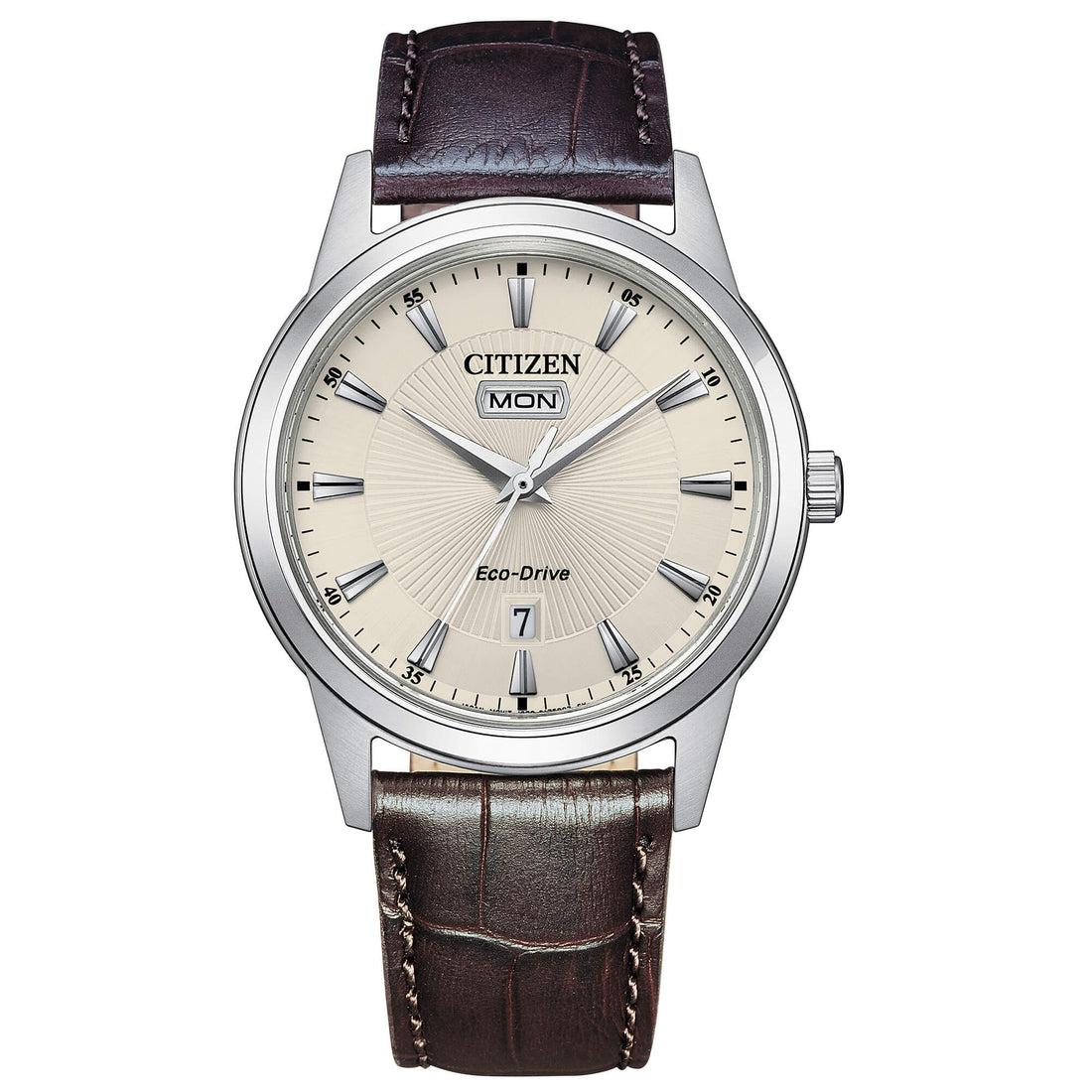 Orologio Uomo Citizen Classic Eco Drive Doppia Data Acciaio Pelle AW0100-19A