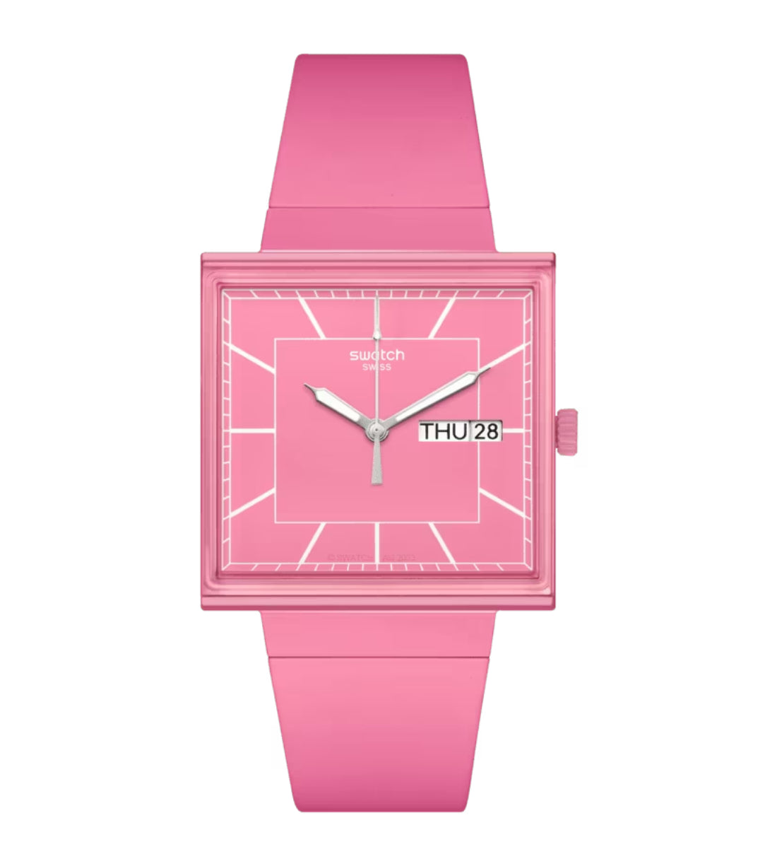 Orologio Unisex Swatch What IF Cassa Quadrata Rosa Dargen D'Amico SO34P700
