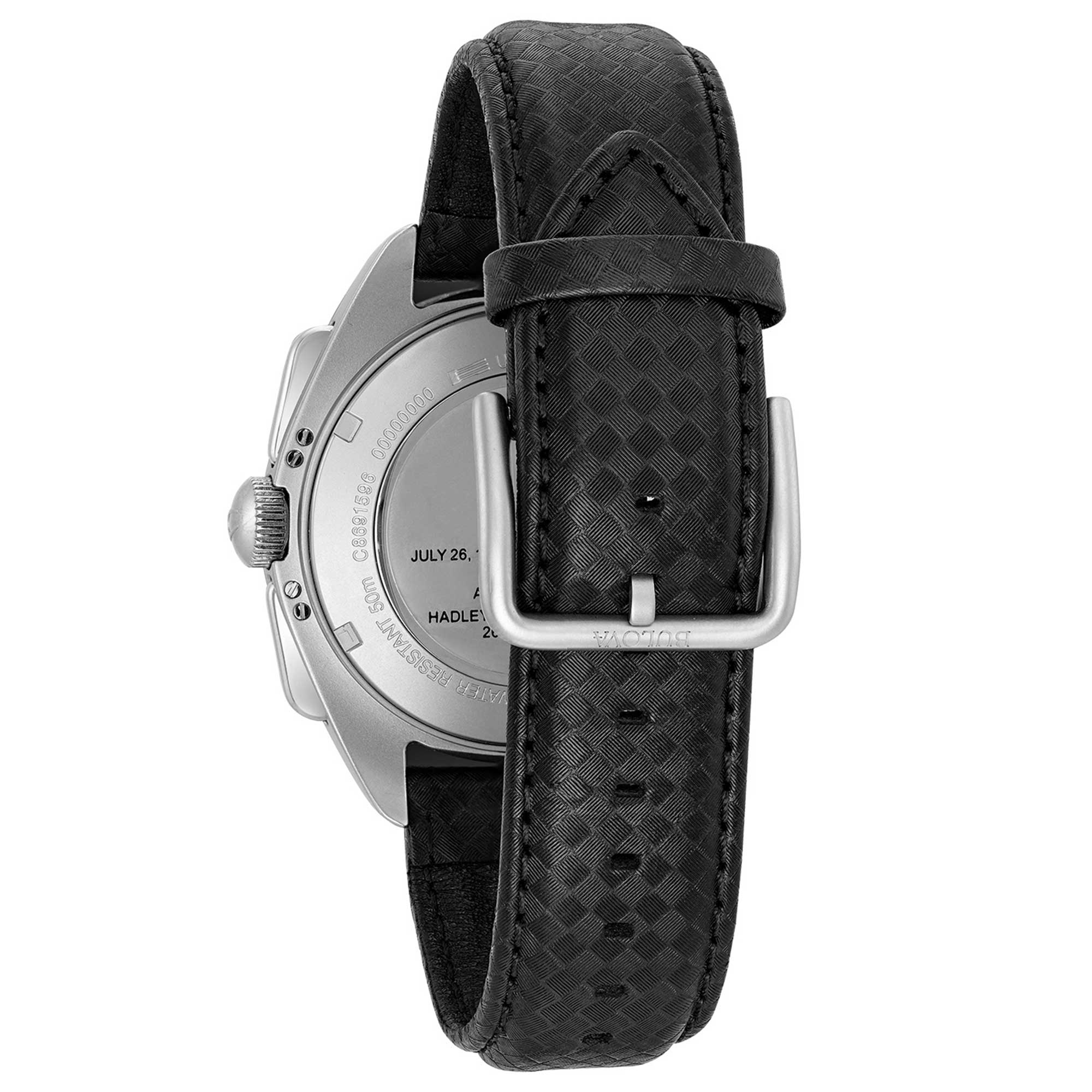 Orologio Uomo Bulova Quarzo Cronografo Lunar Pilot Nero Acciaio Pelle Data 96B251