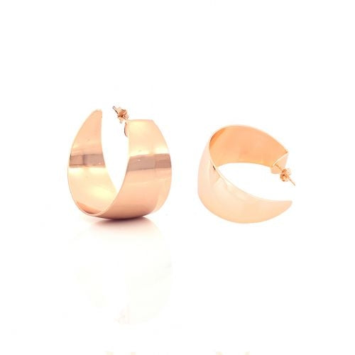Orecchini Donna Unoaerre Bronzo Rosato Semicerchio Liscio Spesso Lucido 499250