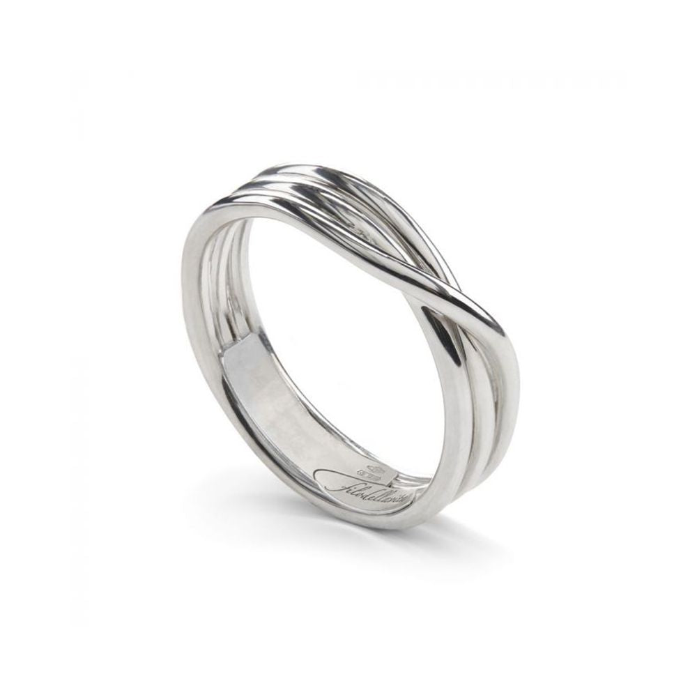 Anello Donna Filo Della Vita Argento 925 3 Fili Lucido Rock Intreccio Mis 13 AN8A