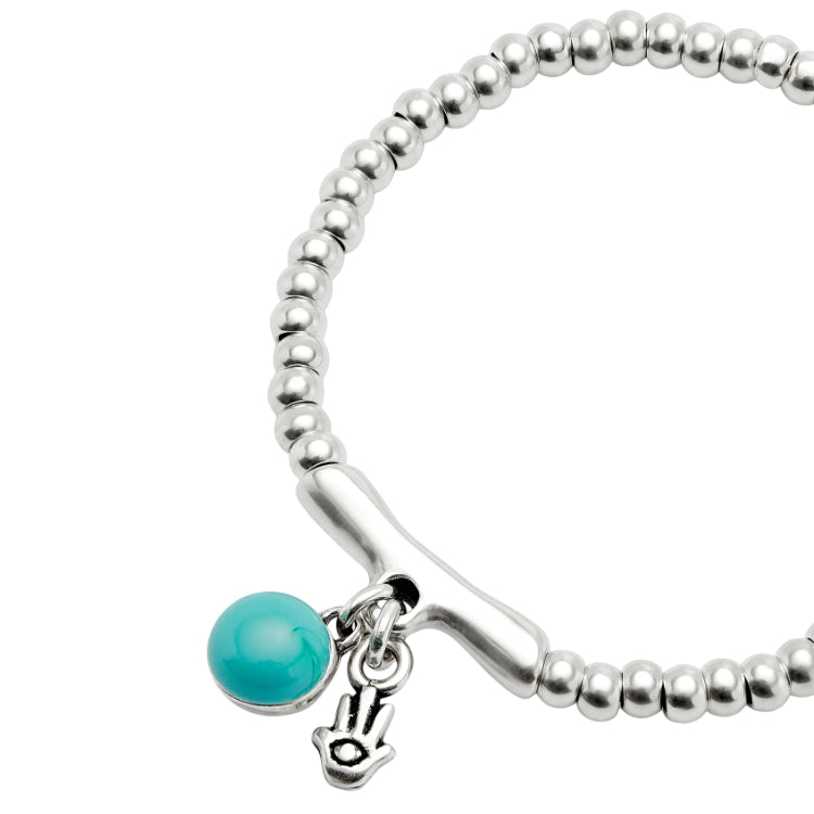 Bracciale Donna Uno De 50 Sfere Placcato Argento Cristallo Murano Mano Di Fatima PUL2534TURMTL0M