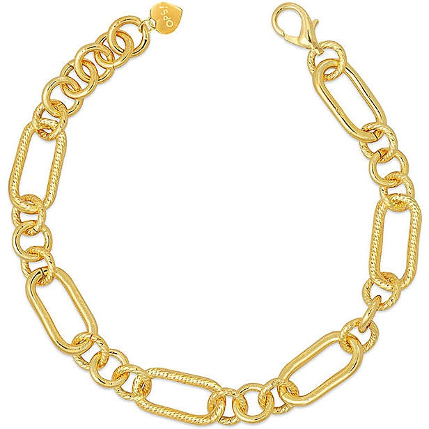 Bracciale Donna Ops Objects Victoria Argento Dorato Placca Sfaccettata OPS-LUX201BR