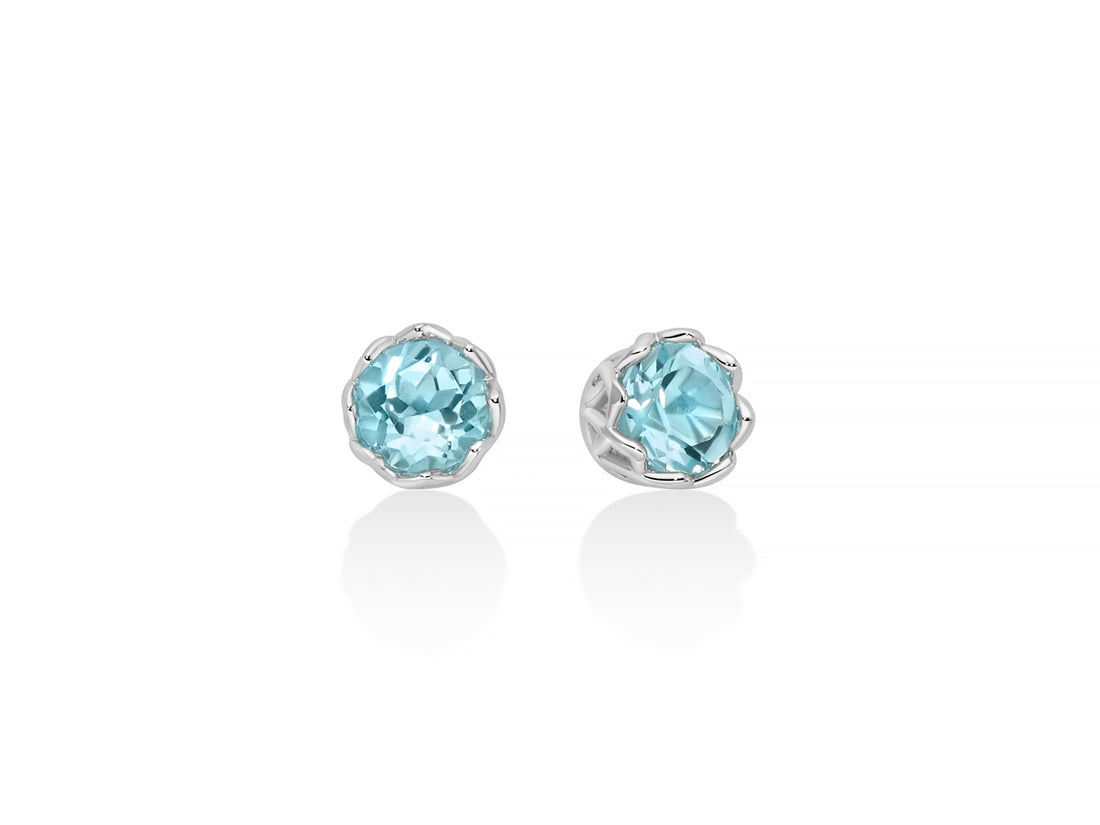 Orecchini Donna Miluna Gemma Del Cielo Argento 925 Topazio Azzurro tondo ERD3125