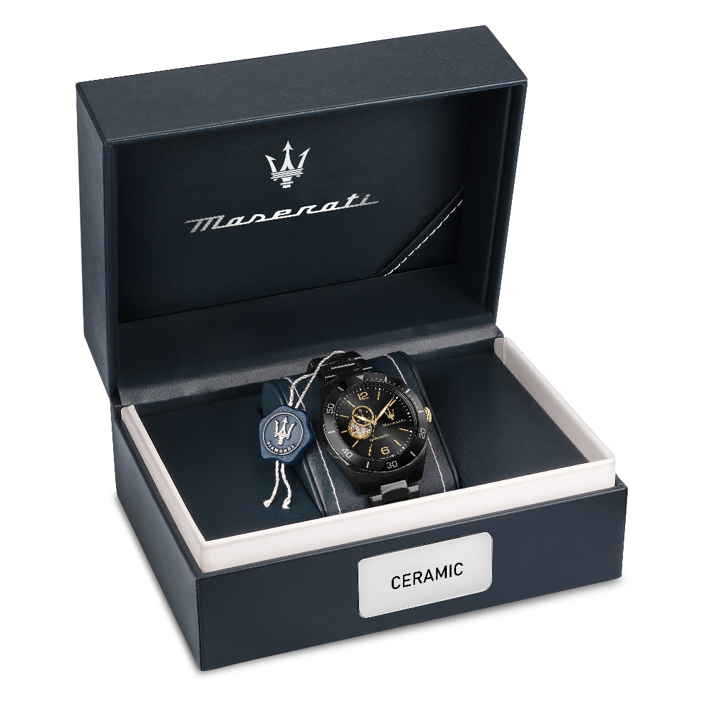 Orologio Uomo Maserati Automatico Solo Tempo Ceramica Nera Dorato R8823150001