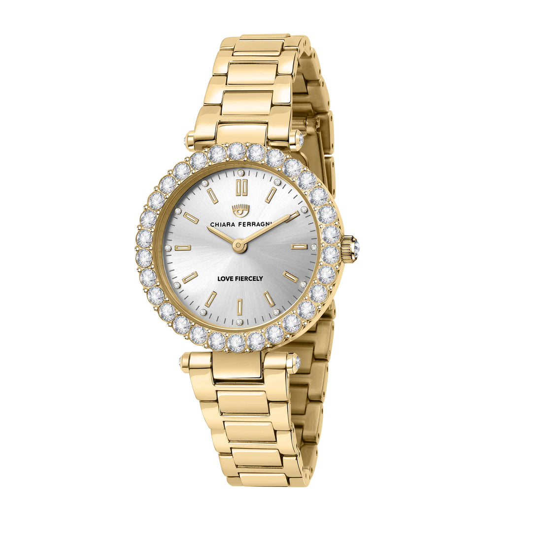 Orologio Donna Chiara Ferragni Quarzo solo Tempo Acciaio Dorato Zirconi Bianchi