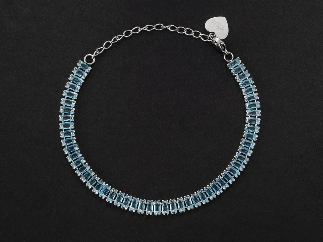 Bracciale Tennis Donna 4US Cesare Paciotti Acciaio Con Zirconi rettangolari blu 4UBR5504W
