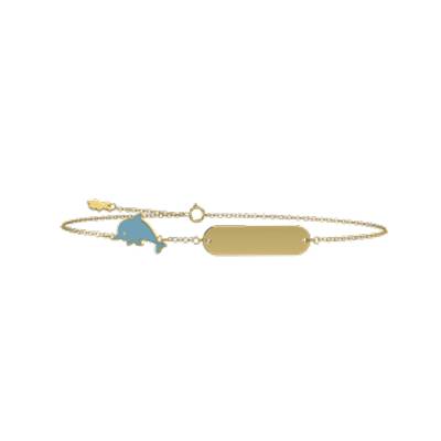 Bracciale Bambino Nanan Oro 9 KT Personalizzabile Delfino Blu NGLD0096