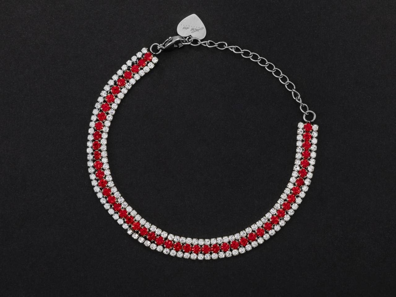 Bracciale Tennis Donna 4US Cesare Paciotti Acciaio Con Zirconi Bianchi e rossi 4UBR5496W