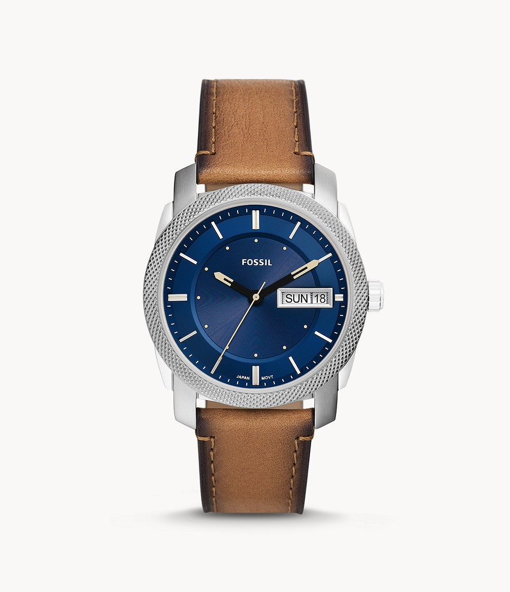 Orologio Uomo Fossil Acciaio Pelle Quarzo Solo Tempo Doppia Data FS5920