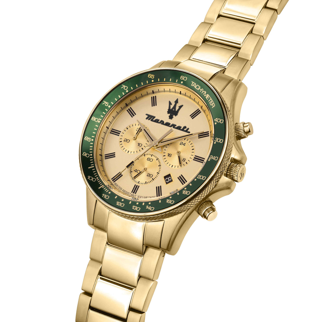 Orologio Uomo Maserati Acciaio Dorato Quarzo Cronografo Verde Data R8873640005