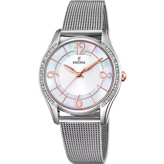 Orologio Donna Festina Acciaio Madre Perla Quarzo Solo Tempo Maglia Milano F20420/1