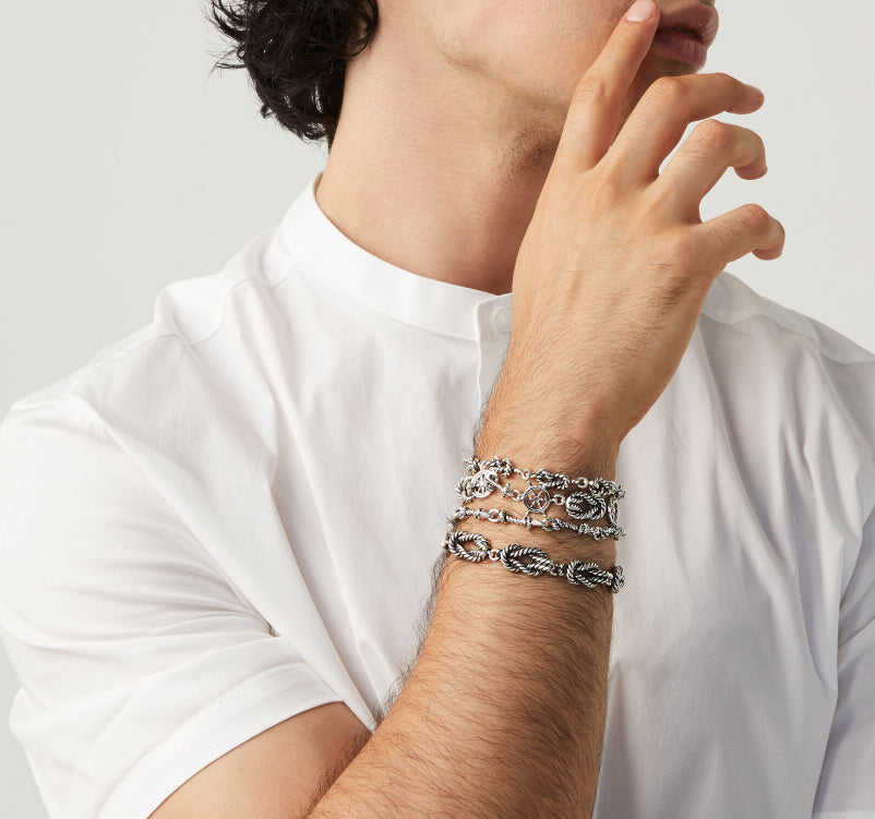 Bracciale Uomo Giovanni Raspini Argento 925 Intrecciato Nodo Marinaro 08485