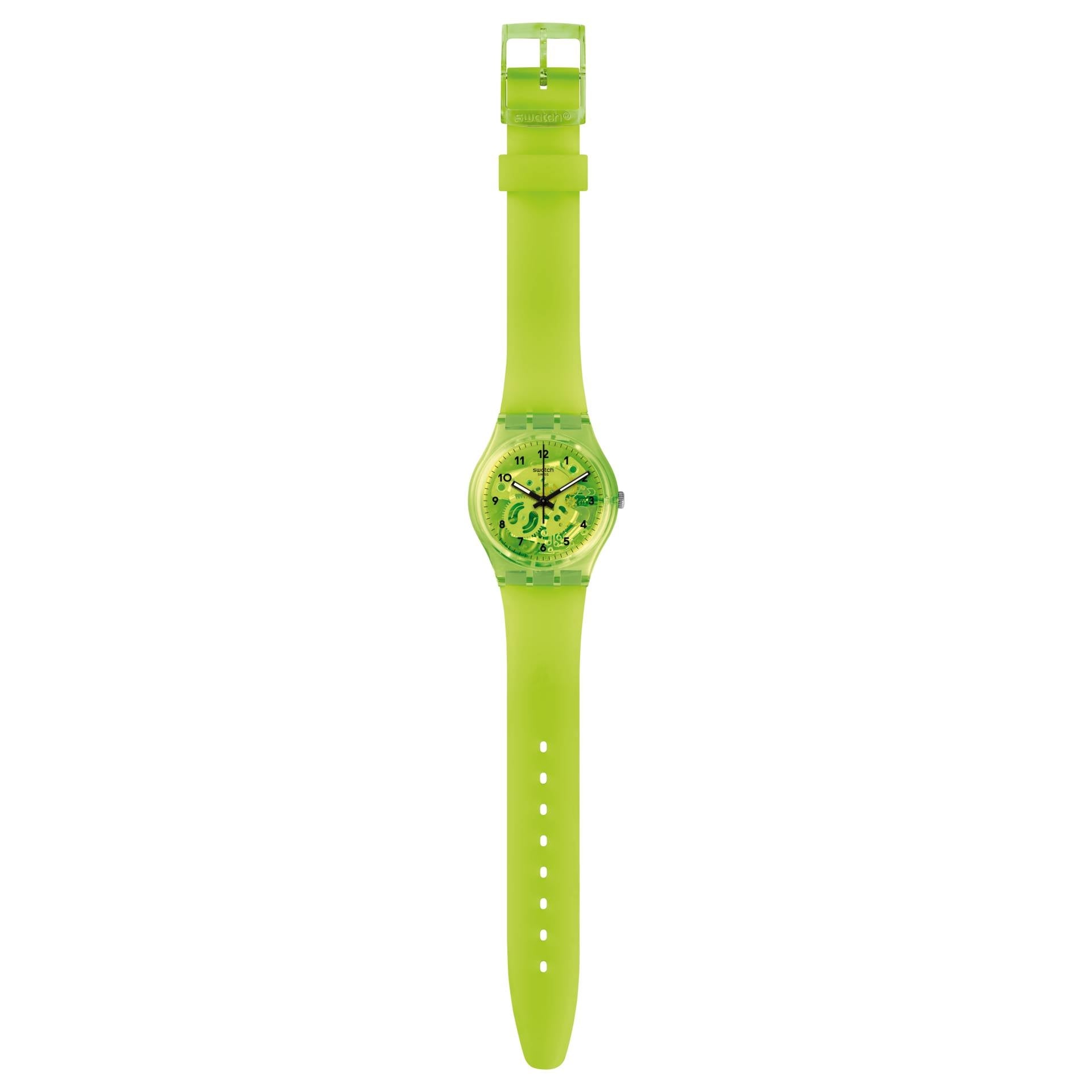 Orologio Donna Gomma Silicone Swatch Quarzo Solo Tempo Verde Scheletrato GG227
