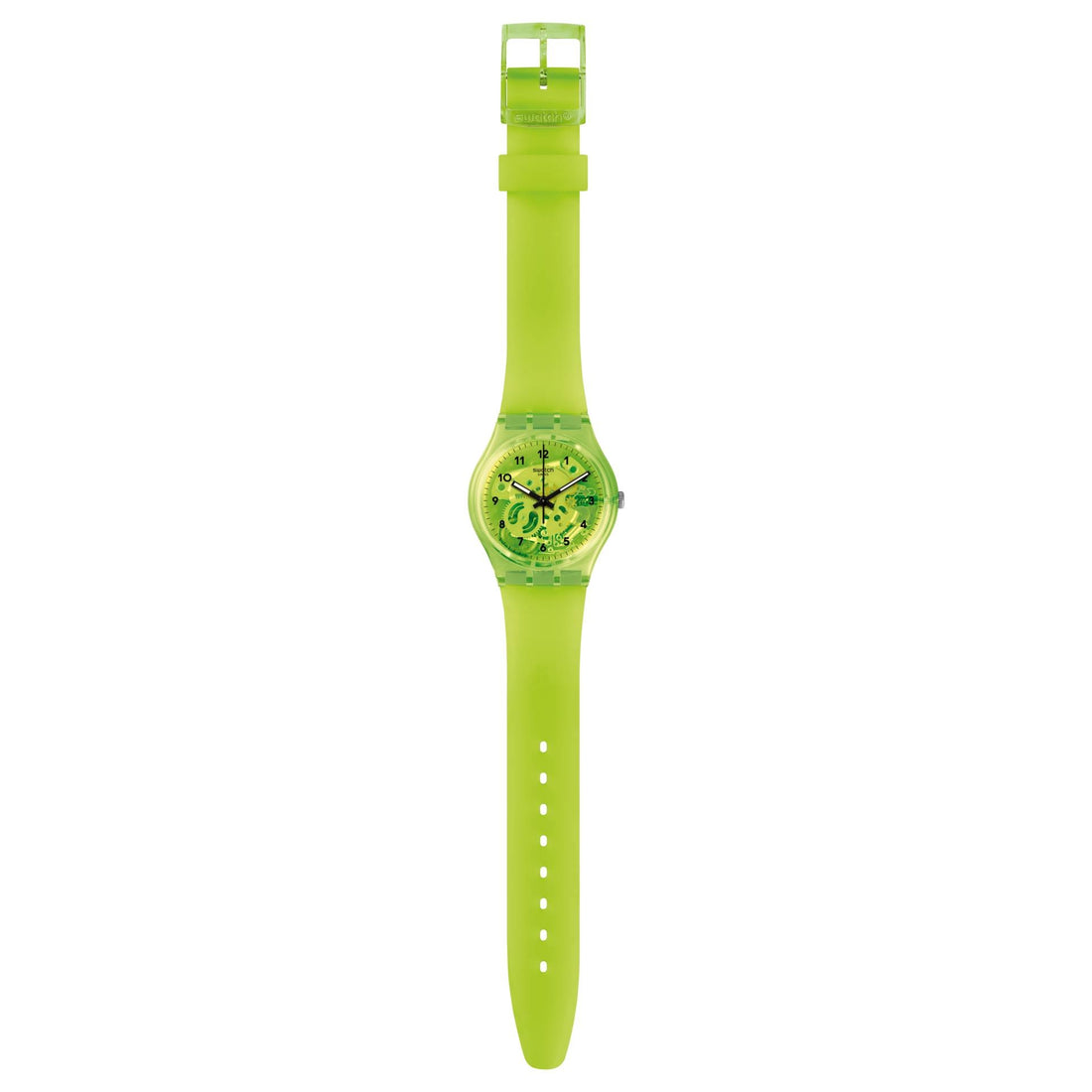 Orologio Donna Gomma Silicone Swatch Quarzo Solo Tempo Verde Scheletrato GG227