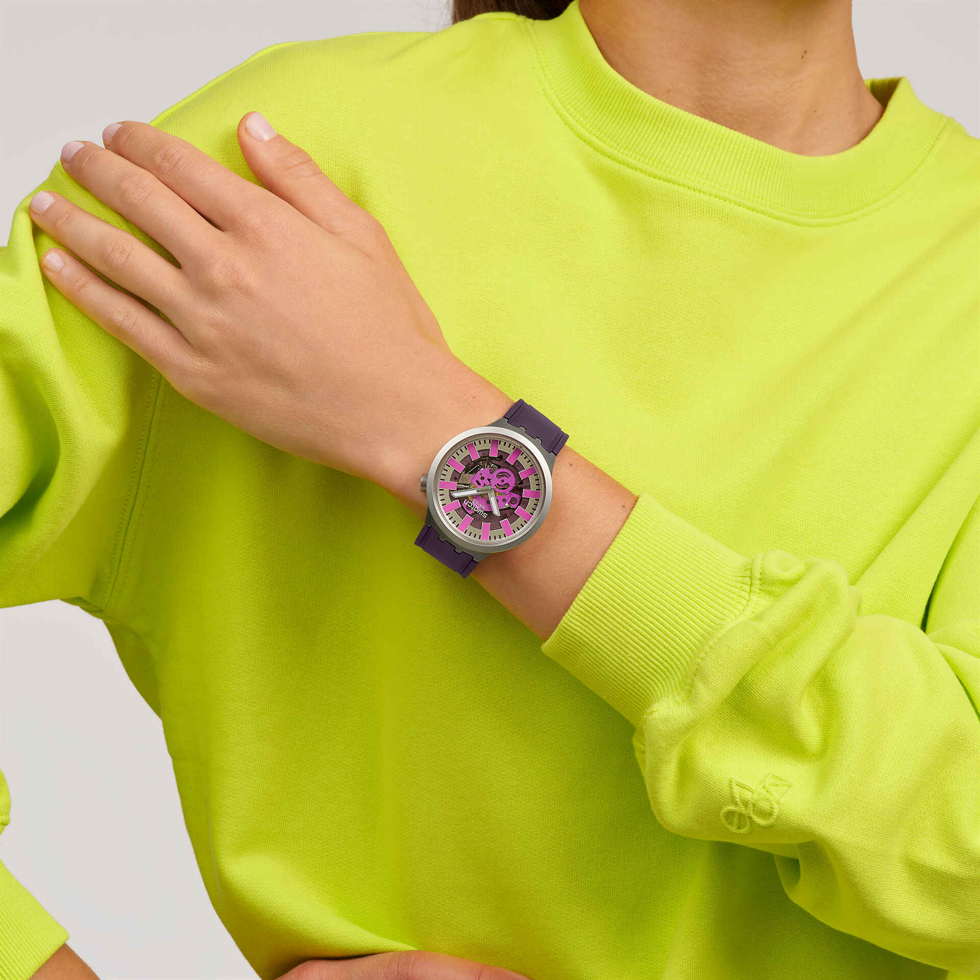 Orologio Unisex Swatch AUDACIOUS ACAI Viola Gomma Acciaio SB07S120