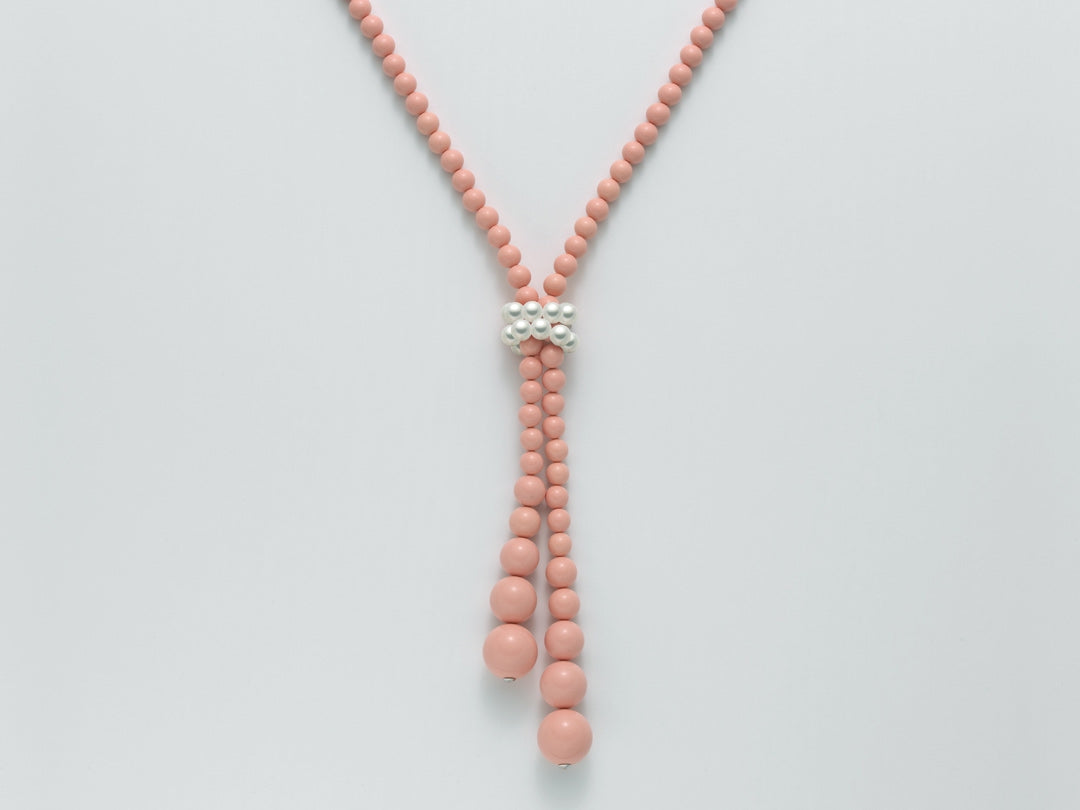 Collana Lunga Donna Miluna Argento 925 Perle E Pasta Di Corallo Rosa CLD3657