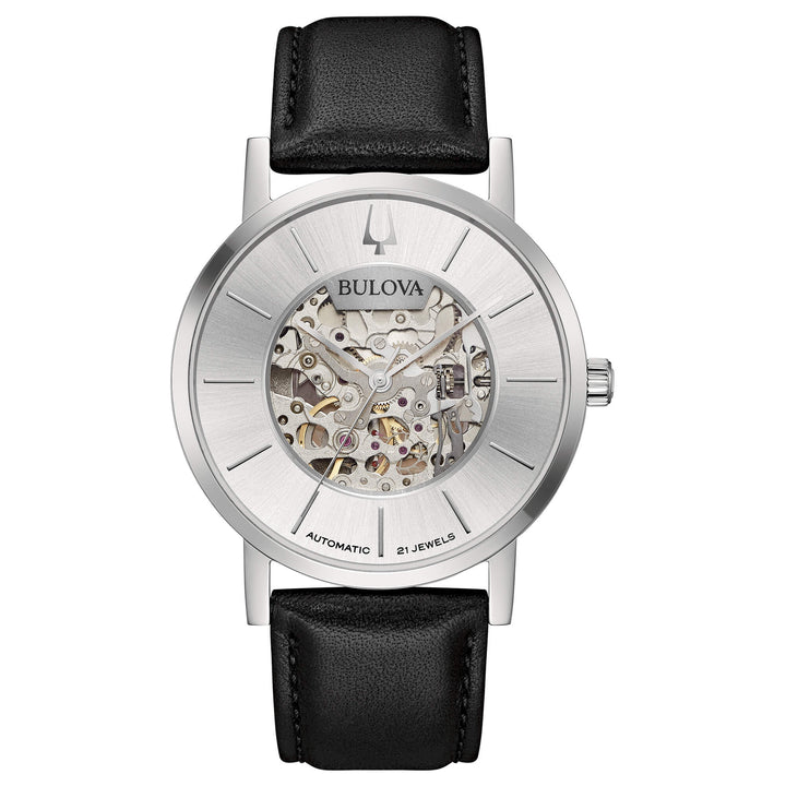 Orologio Uomo Bulova Automatico Clipper Skelethon Acciaio Open Heart Argentè 96A278