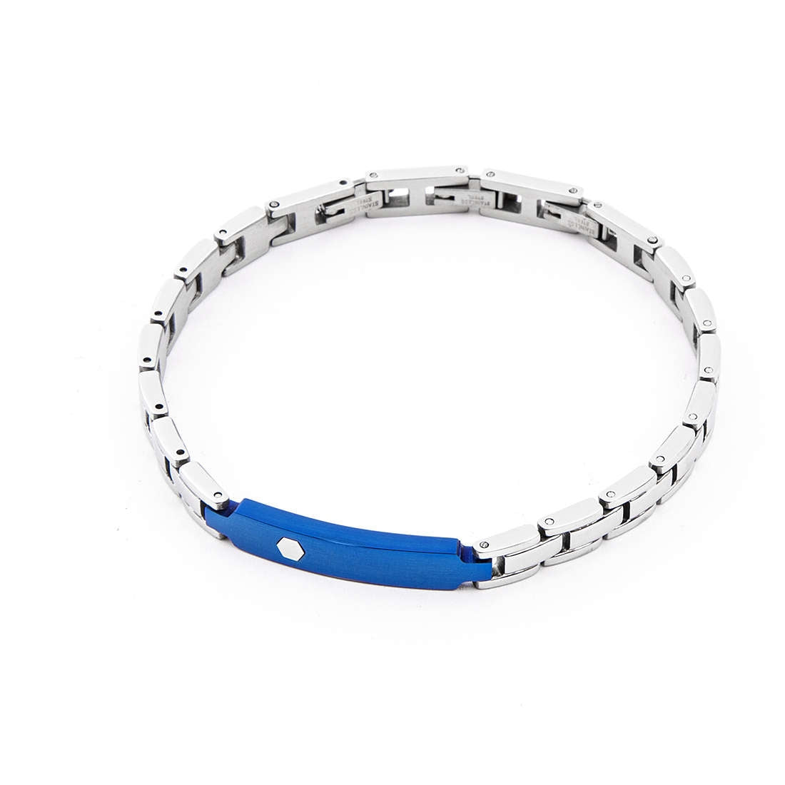 Bracciale Uomo 4US Cesare Paciotti acciaio Bianco con centrale rigido colore PVD blu 4UBR4136