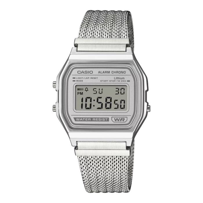 Orologio Unisex Acciaio Casio Digitale Quarzo Grigio Chiaro A158WEM-7EF