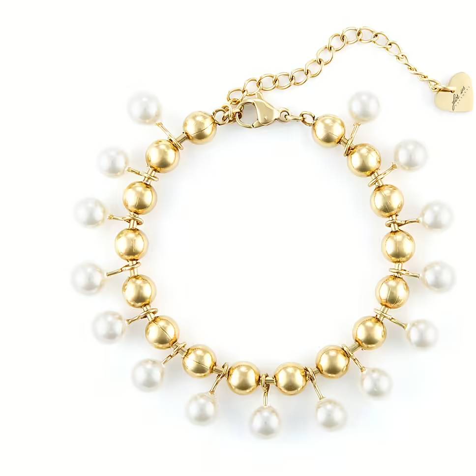 Bracciale Donna perle e acciaio dorato 4US cesare paciotti  4UBR6475W