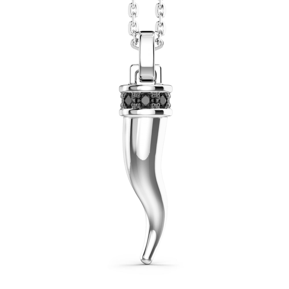 Collana Uomo Zancan Argento 925 Corno Pendente Zirconi Neri ESC186-NE
