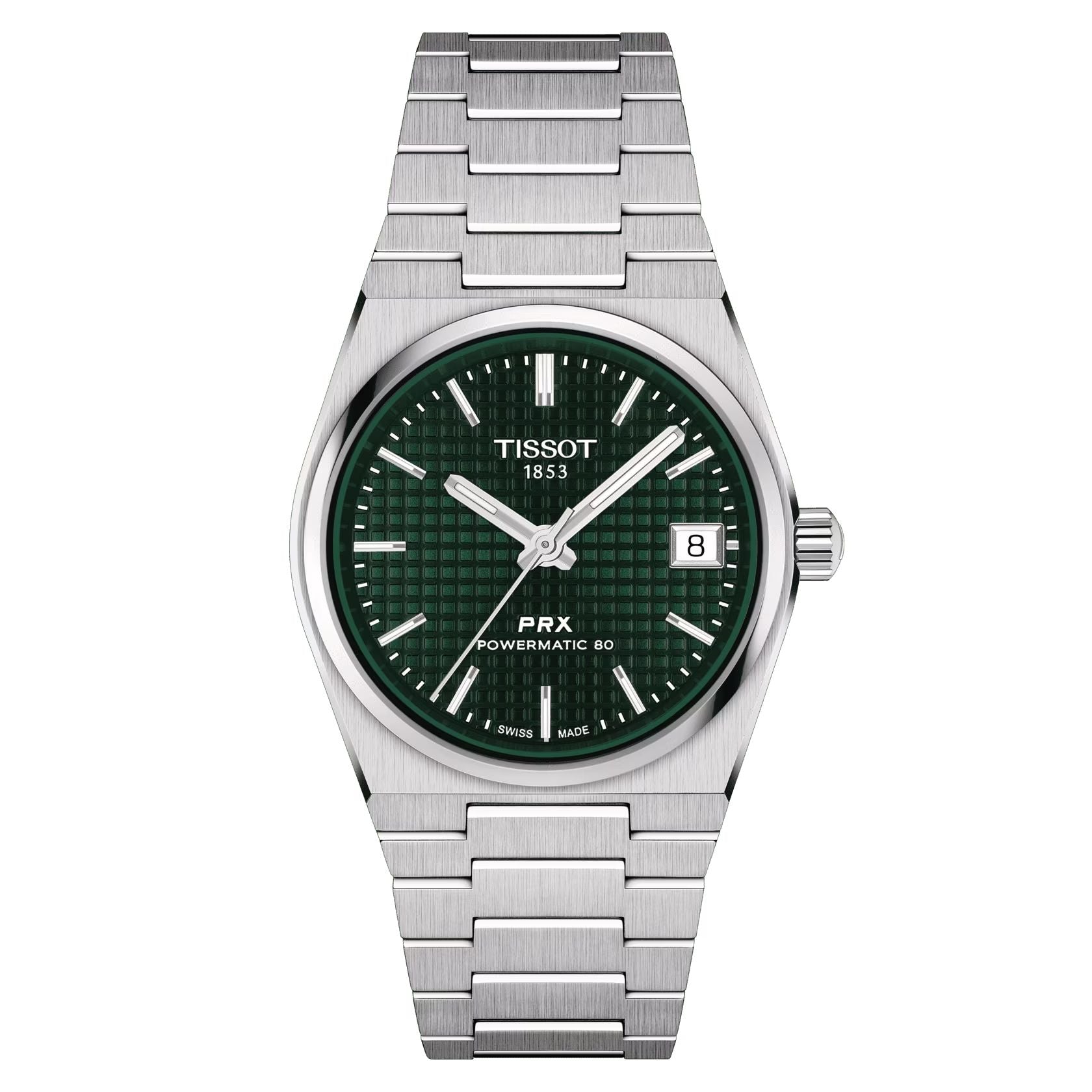 Orologio Unisex Tissot Acciaio Prx 35 mm Verde Powermatic 80 Data T1372071109100