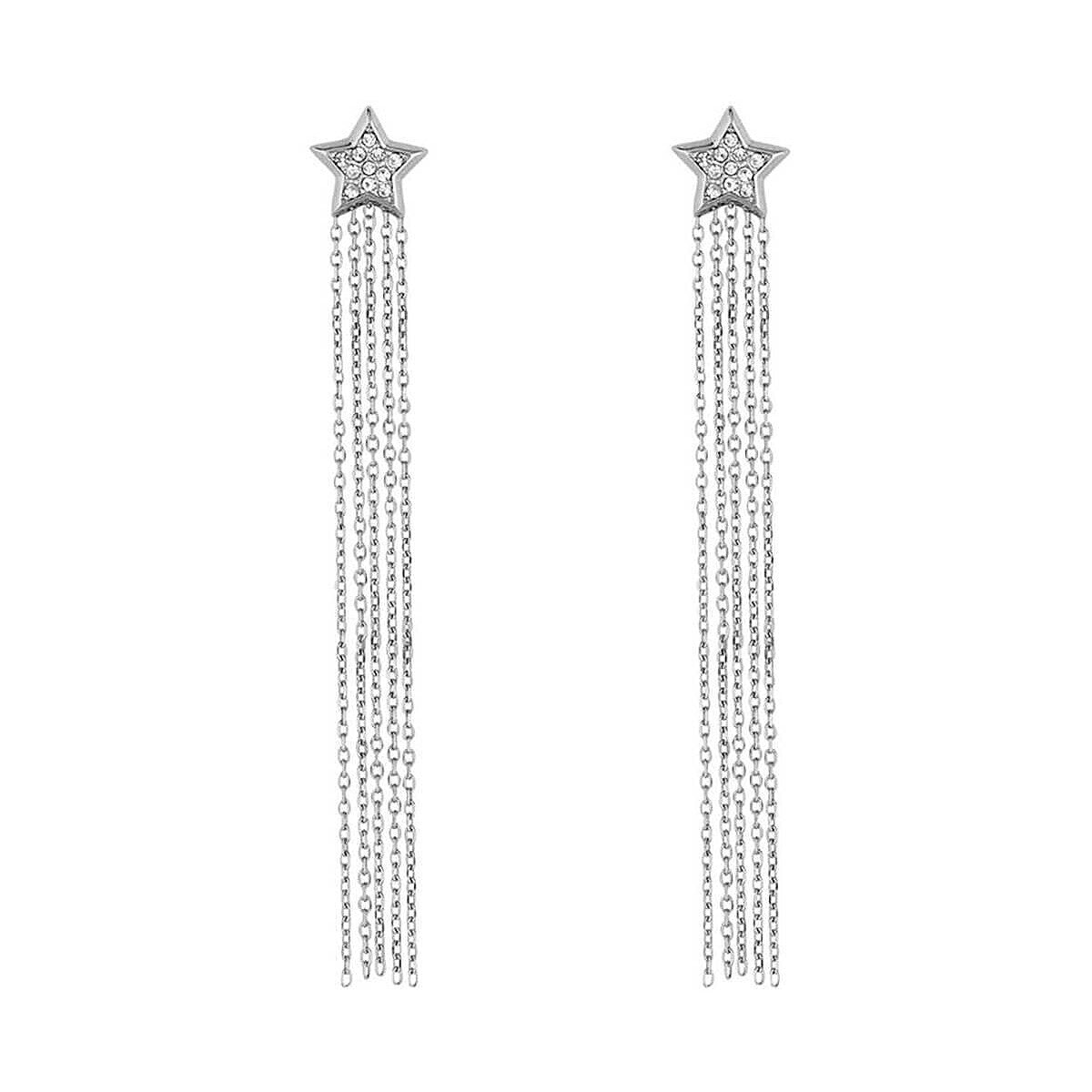 Orecchini Donna Liu Jo Pendenti Acciaio Bianco Zirconi  LJ1846