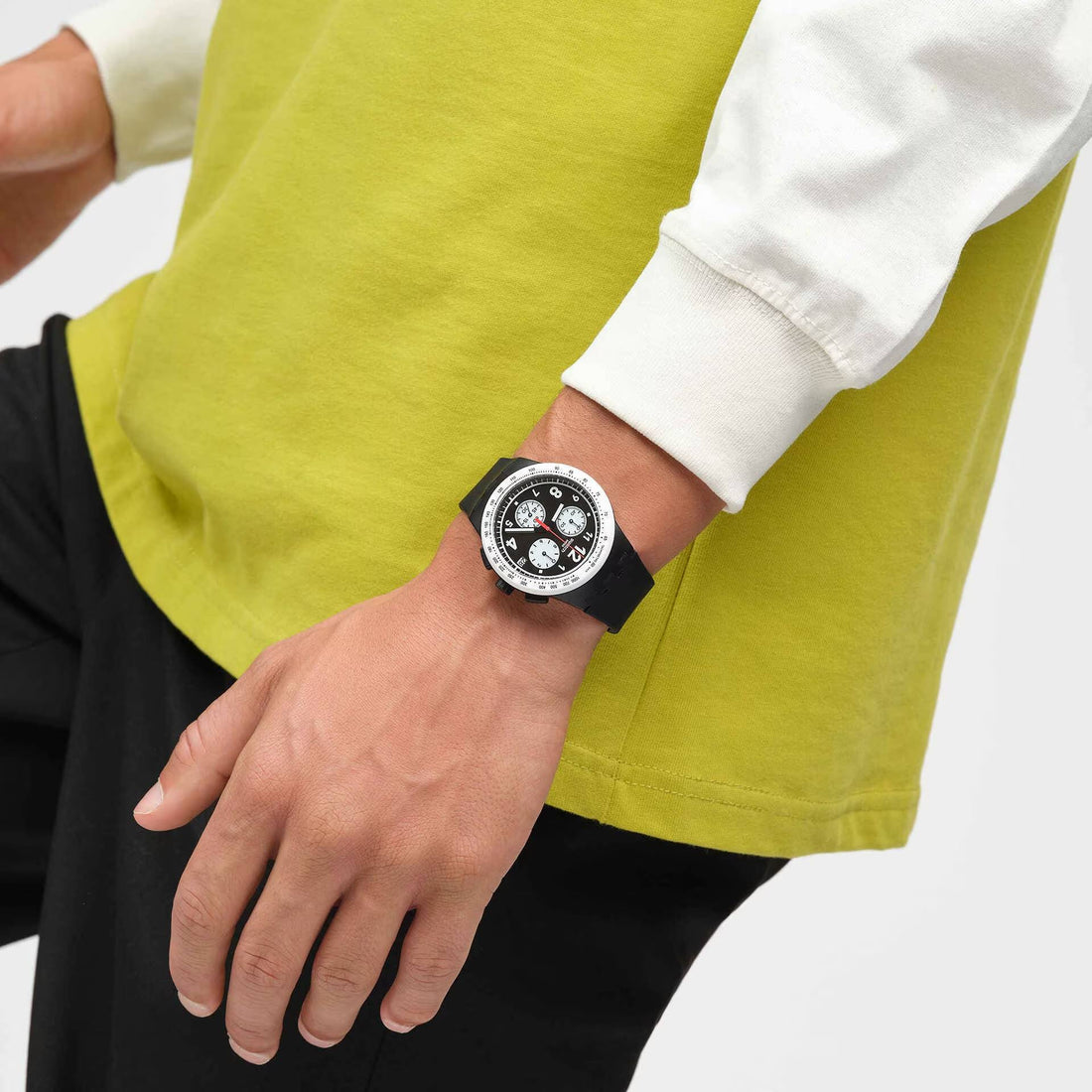 Orologio Unisex Swatch Nothing Basic About Black Quarzo Cronografo Data SUSB420