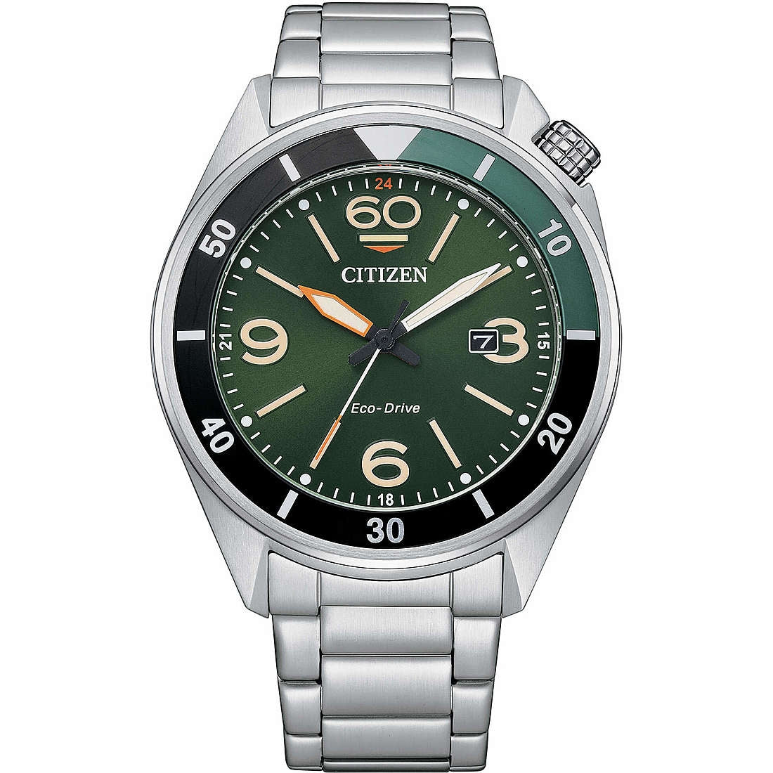 Orologio Uomo Acciaio Citizen Seaplane Eco Drive Verde AW1718-88X