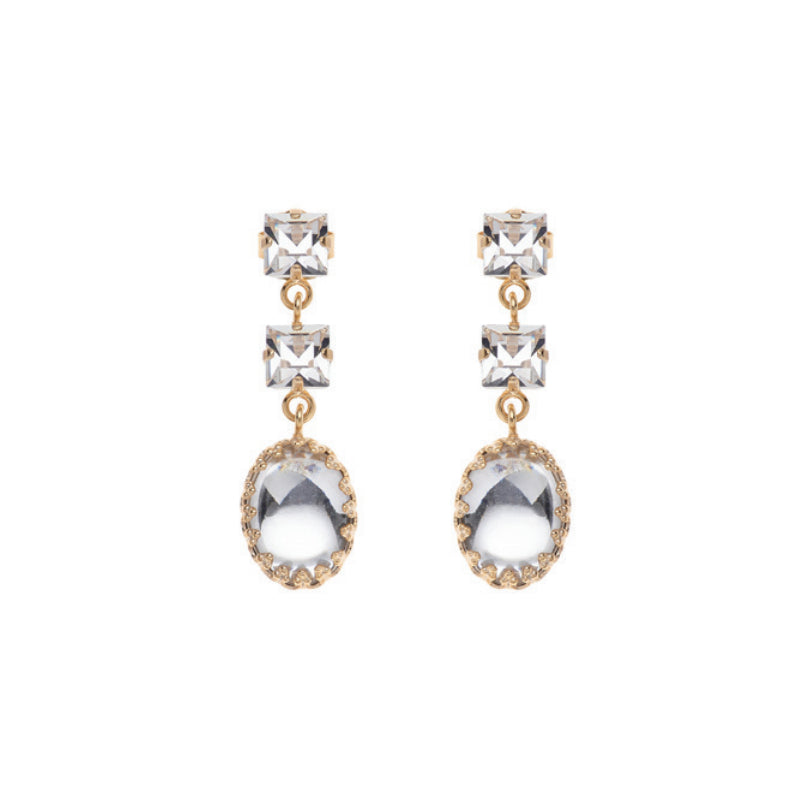 Orecchini Donna Ottaviani Bronzo Dorato Zirconi Bianchi Ovali 500941O