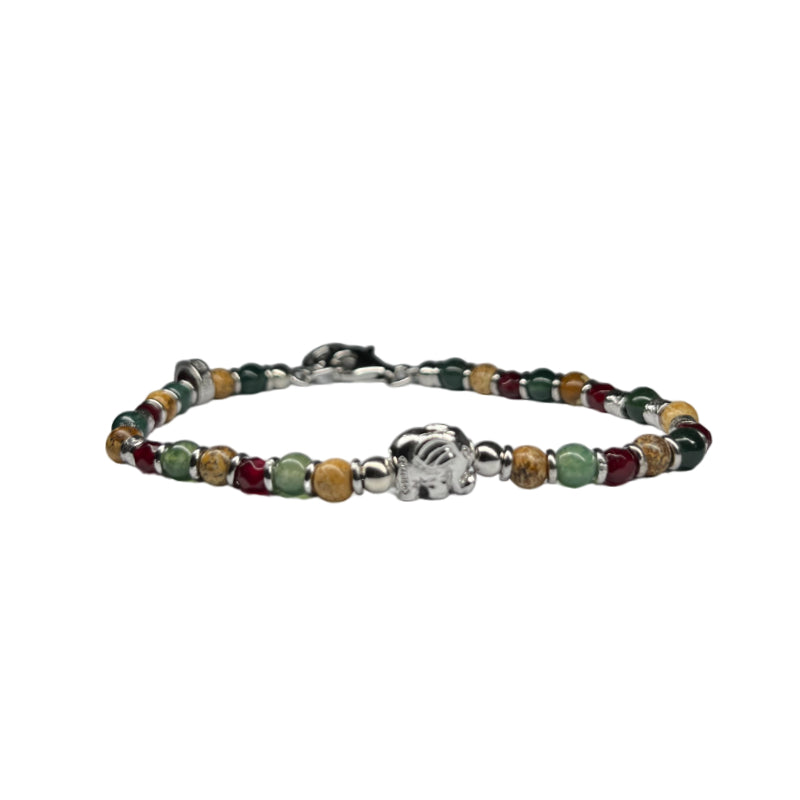 Bracciale Uomo Maria Cristina Sterling Argento 925 Elefantino Rosso Verde G3906