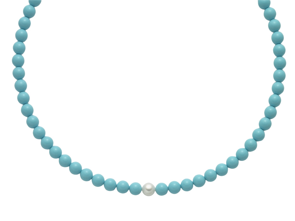 Collana Donna Miluna Girocollo In Pasta Di Turchese E Perla Centrale PCL6701