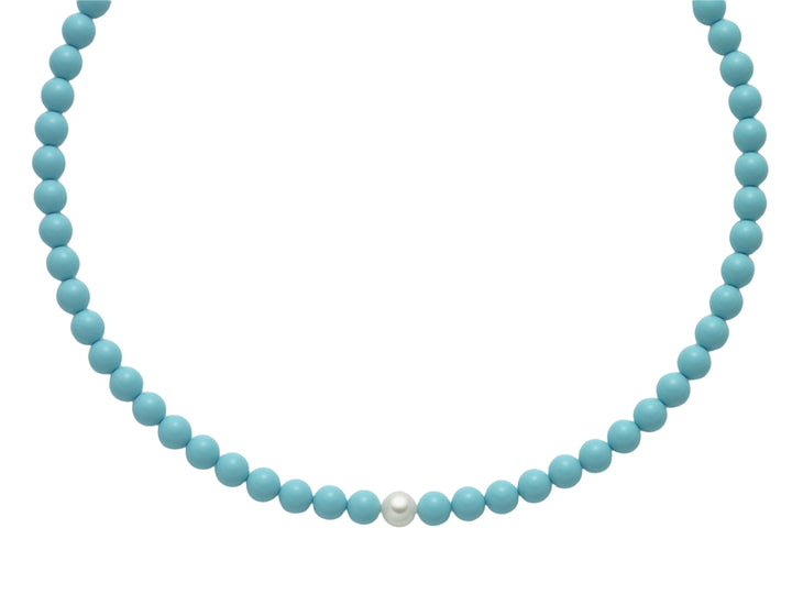 Collana Donna Miluna Girocollo In Pasta Di Turchese E Perla Centrale PCL4432