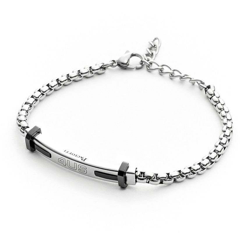 Bracciale Uomo 4US Cesare Paciotti  acciaio a maglie e centrale  con logo 4UBR3798