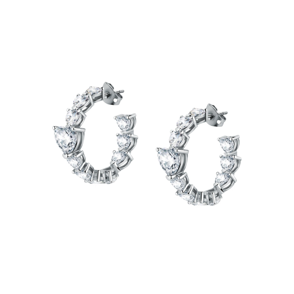 Orecchini Donna Chiara Ferragni Acciaio Zircone Bianchi a forma di cuore J19AUV28
