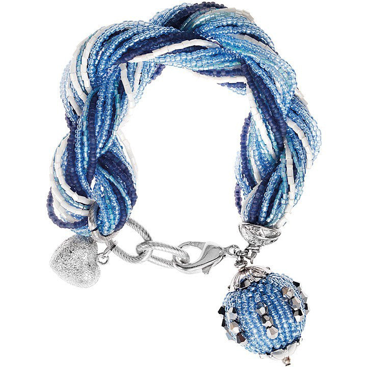 Bracciale Donna Ottaviani Biglie Blu Azzurro Intrecciate Multicolore Cuore 500357B