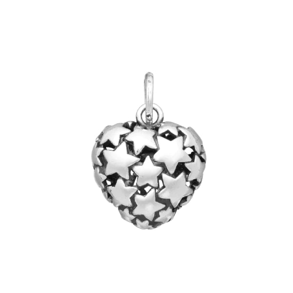 Charm Donna Giovanni Raspini Argento 925 Cuore Stelle Grande Fatto A Mano 11618